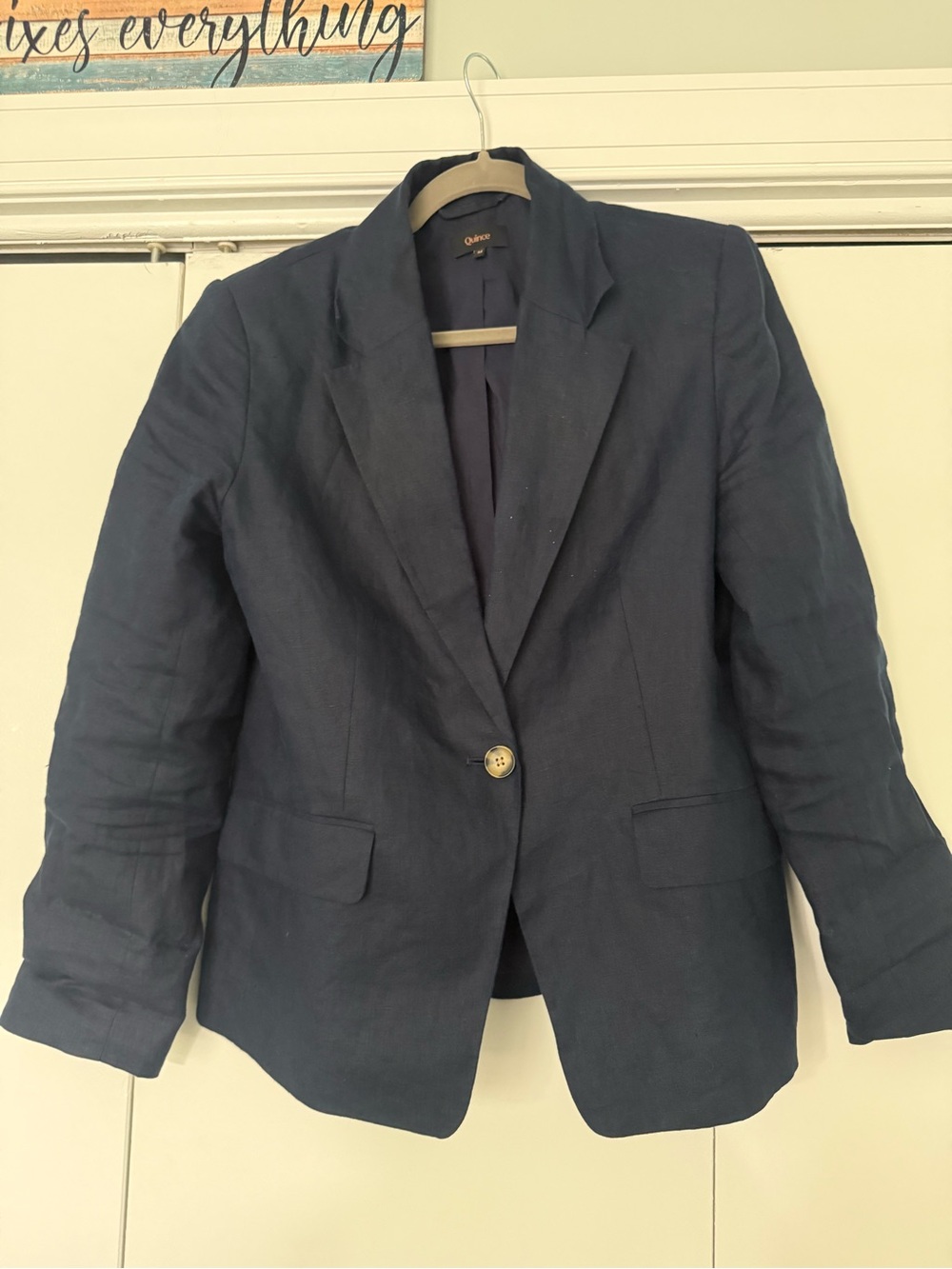 Quince Navy Single-Button Women's Blazer